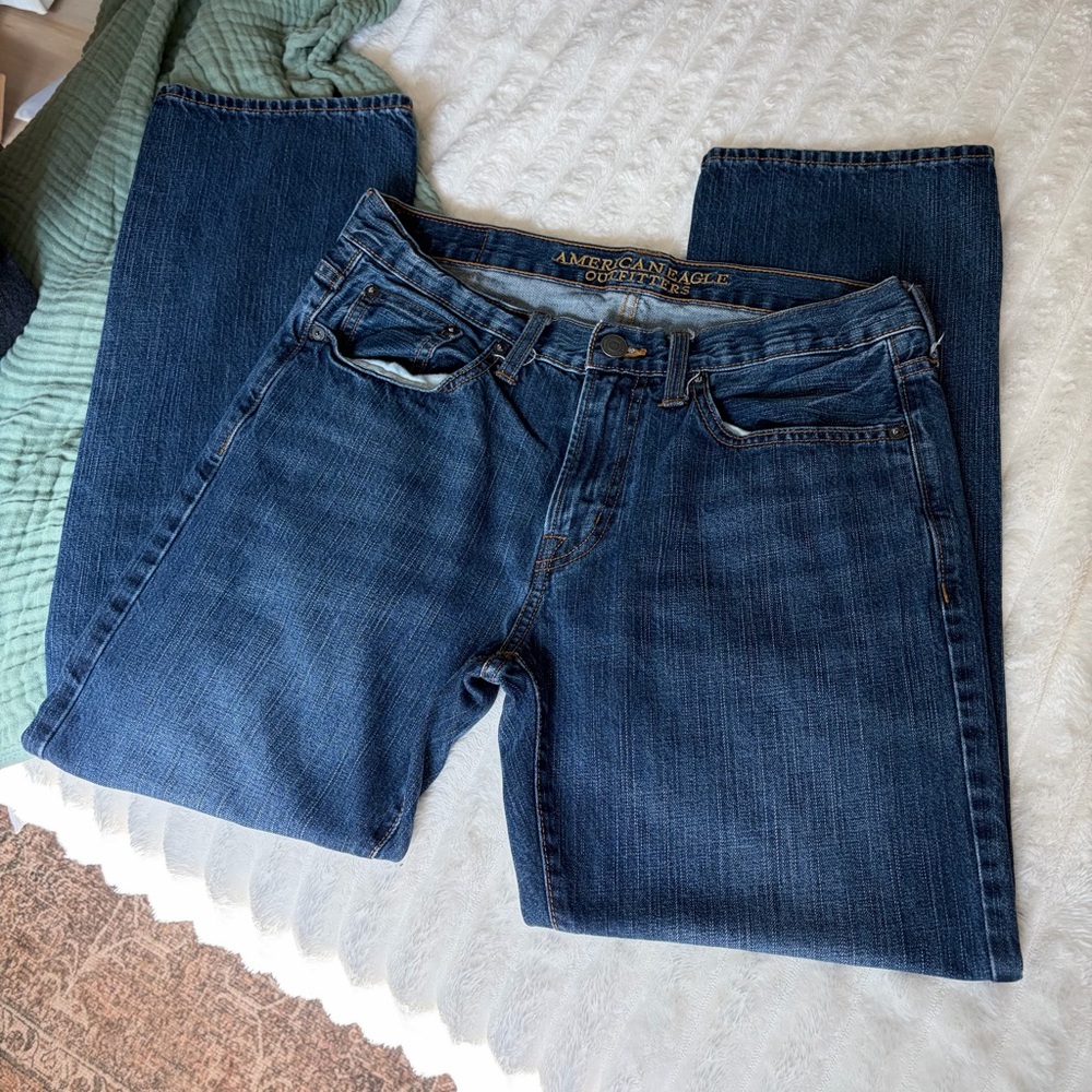 American Eagle Outfitters Men’s Dark Blue Original Straight Jeans